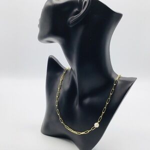 New Necklace Fresh Water Pearl 14k Yellow Gold Plated Paper Clip Chain L…